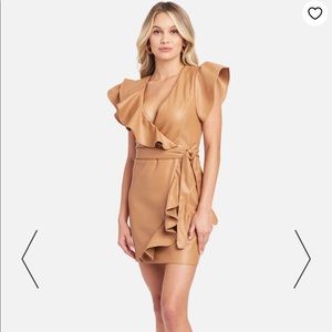 bebe Ruffle Faux Leather Dress